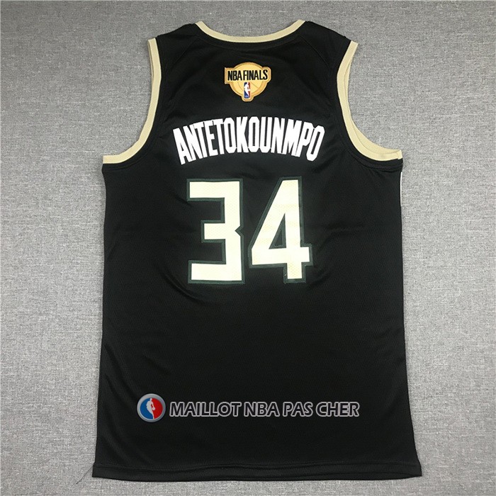 Maillot Milwaukee Bucks Giannis Antetokounmpo NO 34 Statement 2021 Finals Noir